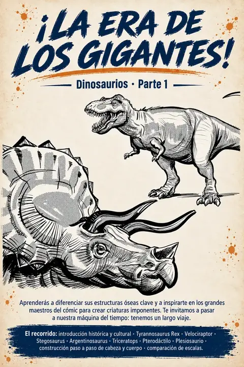 La portada de la lección: ¡La era de los gigantes! Dinosaurios, parte 1